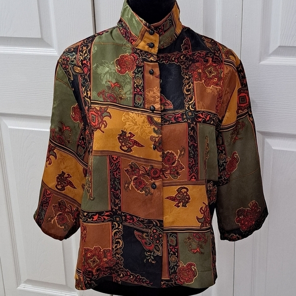 Vintage Marie Michael's Blouse With An Asian Influence   Size 14 - Picture 1 of 11